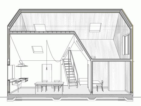 Het project van het huis is 6x9 met een mansard van hout. Projecten van huizen gemaakt van hout met een 6x9 mansard en veranda, terras